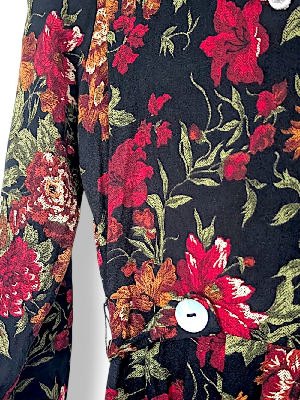 Vintage 80's crocheted peter pan bib fairy cottage  grunge floral midi dress S - Picture 8 of 9